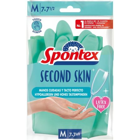 Spontex Segunda Piel T-M Guantes sintéticos de nitrilo (sin látex) manos cuidadas tacto perfecto 2 uds