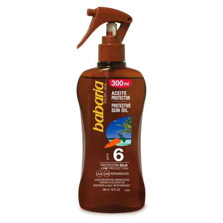 Babaria Aceite Protector Spf 6 Aceite solar resistente al agua acelerador del bronceado con zanahoria 300 ml