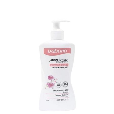 Babaria Acción Hidratante Jabón Íntimo Gel de higiene íntima máximo cuidado limpieza y protección con rosa mosqueta 300 ml