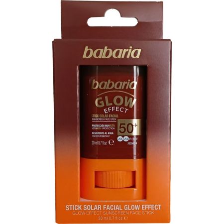 Babaria Glow Effecto Stick Solar Facial Spf 50+ Stick solar facial resistente al agua potencia el bronceado combatiendo signos de envejecimiento 20 gr