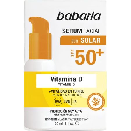 Babaria Sun Solar Sérum Facial Vitamina D Spf 50+ Sérum solar facial resistente al agua estimula la producción de receptores de vitamina d 30 ml