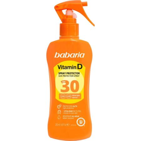 Babaria Vitamin D Spray Protector Spf 30 Spray solar resistente al agua protege y revitaliza con activo antiarrugas 200 ml