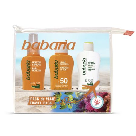 Babaria Pack De Viaje Neceser Set de protección solar completo para antes y después del sol