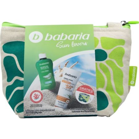 Babaria Sun Lovers Neceser Set de protección solar facial y corporal resistente al agua para antes y después del sol