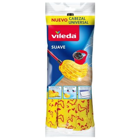 Vileda Fregona Suave Cabezal Universal Recambio Fregona de tiras y microfibra para una absorción rápida