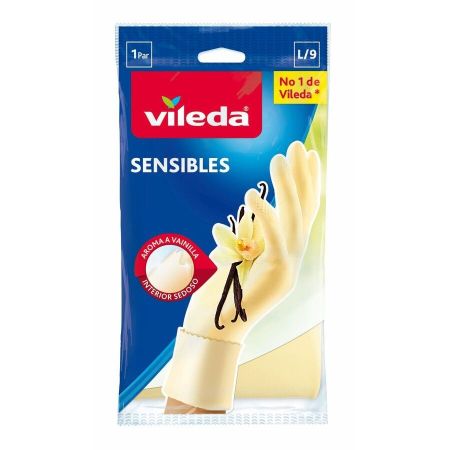 Vileda Guantes Sensibles Talla L Guantes máxima sensibilidad y agarre aroma a vainilla