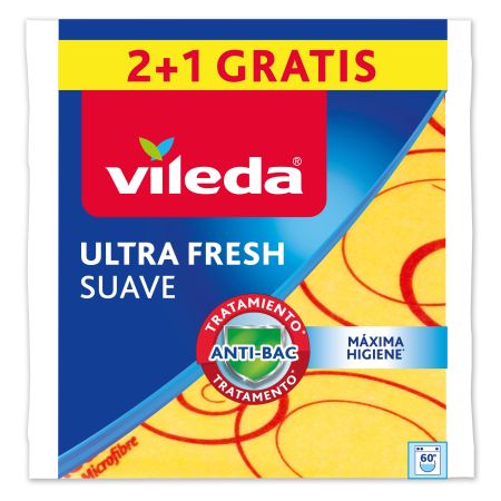 Vileda Bayeta Ultra Fresh Suave Formato Especial Bayeta tratamiento antibacterias máxima higiene 34x40 cm 3 uds