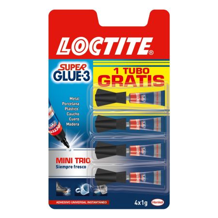 Loctite Super Glue-3 Pegamento Mini Trio Formato Especial Pegamento líquido mini adhesivo universal instantáneo 4x1 gr