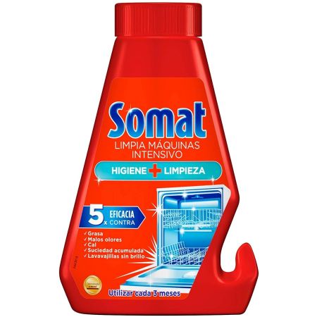 Somat Lavavajillas Limpia Máquinas Intensivo Higiene+Limpieza Limpia lavavajillas ofrece limpieza profunda de los depósitos de grasa y cal 250 ml