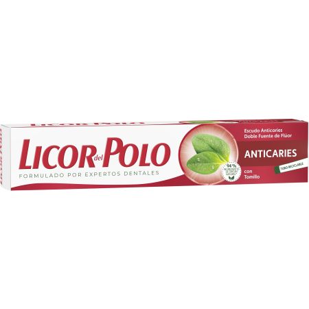 Licor Del Polo Pasta De Dientes Anticaries Pasta de dientes con doble fuente de flúor y tomillo anticaries para una sensación de frescor 75 ml