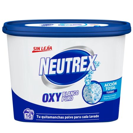 Neutrex Quitamanchas Oxy Blanco Puro Polvo Quitamanchas sin lejía elimina manchas y recupera el blanco de la ropa 16 lavados 560 gr