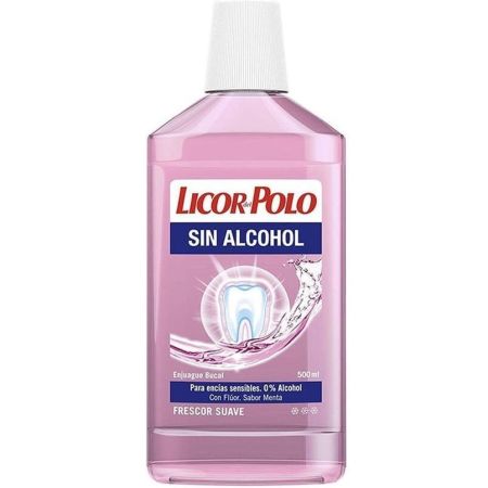 Licor Del Polo Sin Alcohol Enjuague Bucal Colutorio con flúor para encías sensibles frescor suave con sabor menta 500 ml