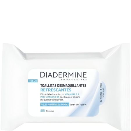 Diadermine Refrescantes Toallitas Desmaquillantes Formato Especial Toallitas desmaquillantes limpian y refrescan para rostro ojos y labios 25 uds