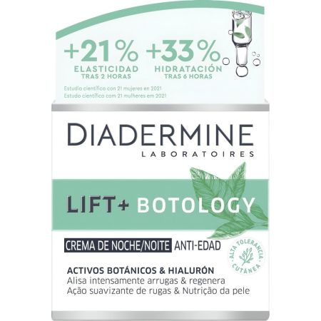 Diadermine Lift + Botology Crema De Noche Anti-Edad Crema de noche alisa intensamente arrugas y regenera con activos botánicos y ácido hialurónico 50 ml