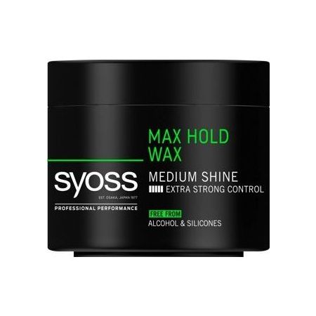 Syoss Cera Capilar Max Hold Wax Medium Shine Cera capilar acabado con brillo y fijación extrafuerte libre de alcohol y siliconas 150 ml