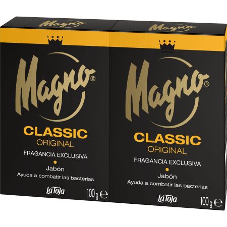 Magno Classic Original Jabón Duplo Jabón de manos en pastilla ayuda a combatir las bacterias con exclusiva fragancia 2x100 gr