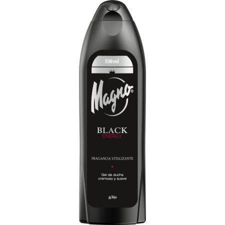 Magno Black Energy Gel De Ducha Gel de ducha cremoso y suave ofrece irresistible fragancia a hierbas aromáticas para piel tersa y suave 550 ml