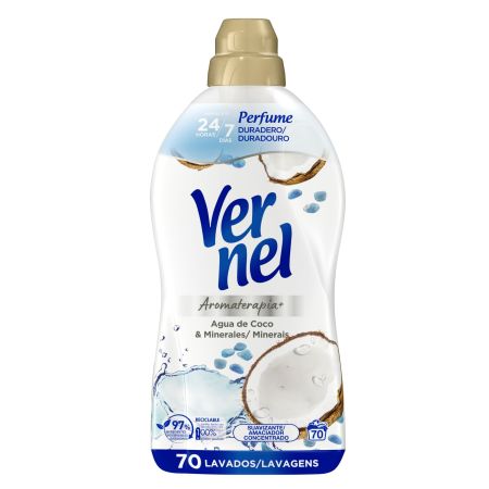 Vernel Aromaterapia+ Agua De Coco & Minerales Suavizante Suavizante concentrado líquido aroma duradero 24 horas 70 lavados 1026 ml