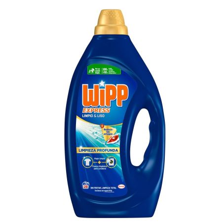 Wipp Express Express Detergente liquido maquina gel limpieza profunda limpio & liso 1,260 litros 28 lavados