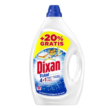 Dixan Detergente Total 4+1 & Ahorro Detergente líquido con poder de limpieza luminosidad frescor y sostenibilidad