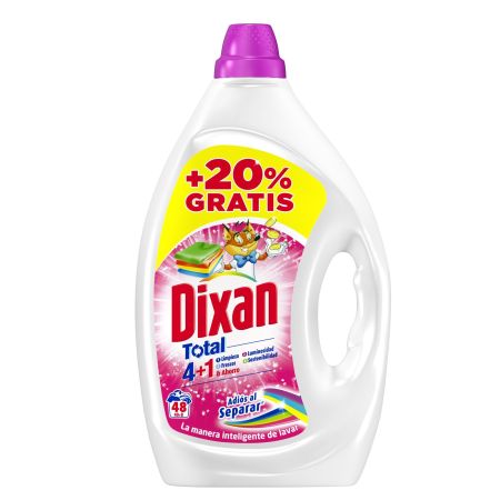 Dixan Detergente Total 4+1 Adiós Al Separar Detergente líquido antitransferencia de colores para limpieza profunda y aroma fresco y duradero