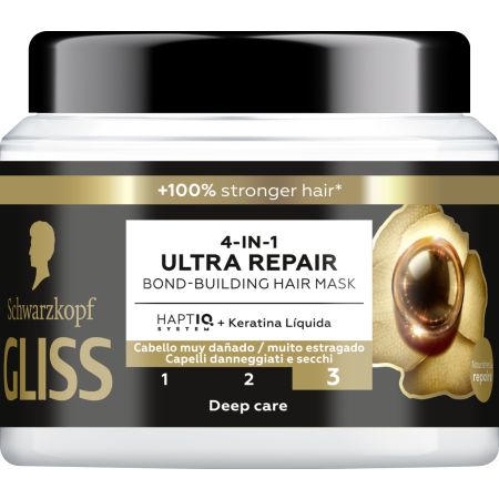 Gliss 4-In-1 Ultra Repair Bond-Building Hair Mask Mascarilla reconstruye la estructura capilar aportando resistencia y brillo 200 ml