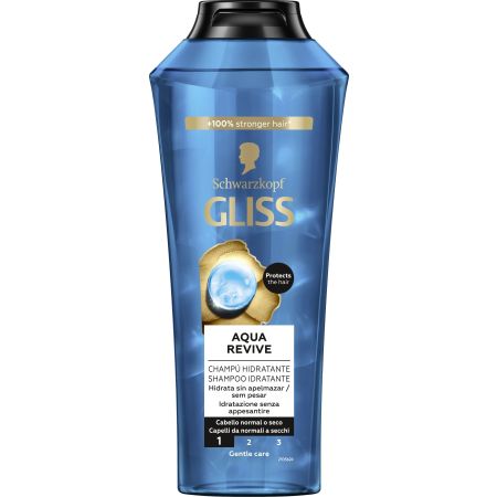 Gliss Aqua Revive Champú Champú hidratante para cabello normal o seco hidrata sin apelmazar 400 ml