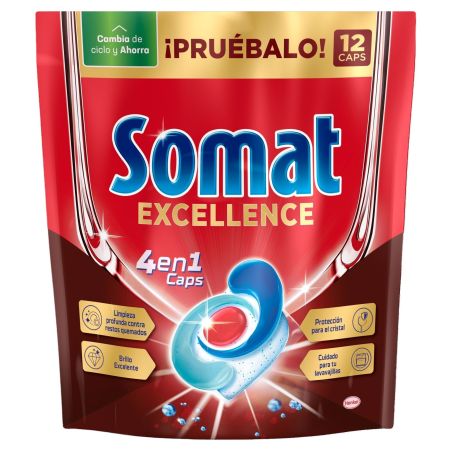 Somat Excellence 4 En 1 Caps Lavavajillas a máquina en cápsulas para una limpieza profunda para un brillo radiante