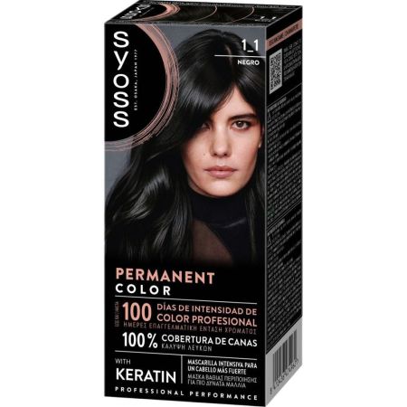 Syoss Tinte Permanent Color Tinte permanente con keratina ofrece hasta 100 días de intesidad de color profesional