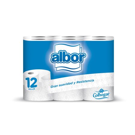 Albor Papel Higiénico Papel higiénico de doble capa con celulosa 100% pura 12 uds