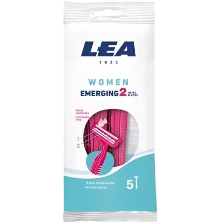 Lea Woman Emerging 2 Maquinilla De Afeitar Maquinilla de afeitar desechable con banda lubrificada y mango antideslizante 5 uds