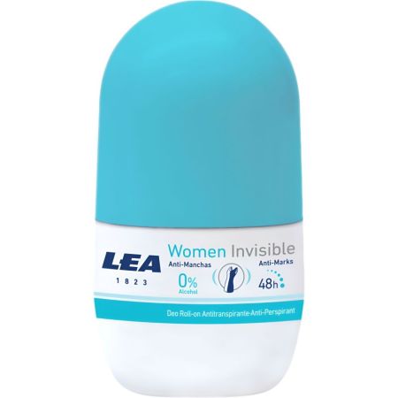 Lea Women Invisible Desodorante Roll-On Desodorante sin alcohol antimanchas y antitranspirante ofrece hidratación y protección 48 horas 20 ml