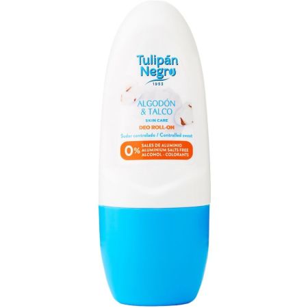 Tulipán Negro Algodón & Talco Desodorante Roll-On Desodorante sin sales de aluminio para un sudor controlado 50 ml