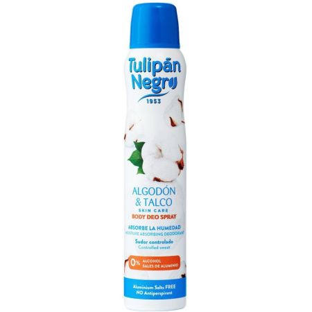 Tulipán Negro Algodón & Talco Desodorante Spray Desodorante sin sales de aluminio para un sudor controlado 200 ml