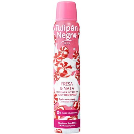 Tulipán Negro Fresa & Nata Desodorante Spray Desodorante controla el sudor sin sales de aluminio 200 ml