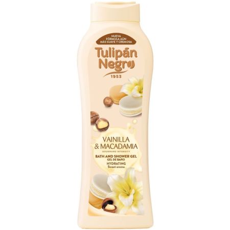 Tulipán Negro Vainilla & Macadamia Gel De Baño Y Ducha Gel de ducha hidratante con dulce aroma 650 ml