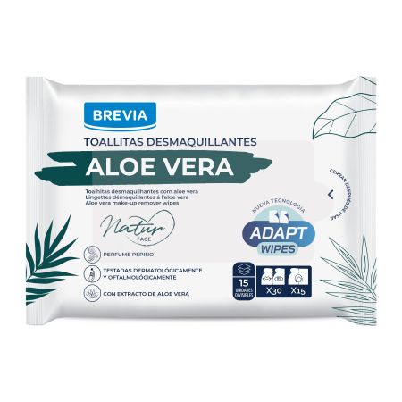 Brevia Aloe Vera Toallitas Desmaquillantes Toallitas desmaquillantes con extracto de aloe vera y aroma a pepino 15 uds