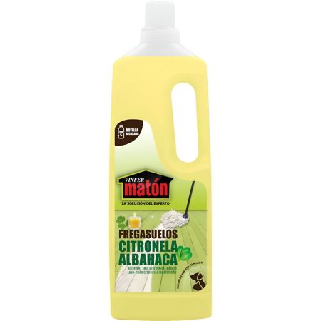 Vinfer Fregasuelos Citronela Albahaca Fregasuelos alto poder de limpieza y gran fragancia evita la aparición de cucarachas y mosquitos 1000 ml