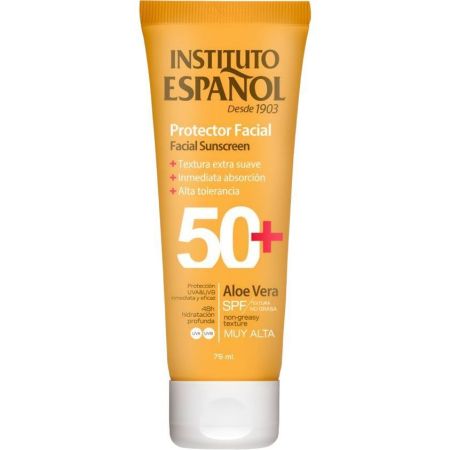 Instituto Español Aloe Vera Protector Facial Spf 50+ Protector solar facial no graso de rápida absorción con aloe vera 75 ml