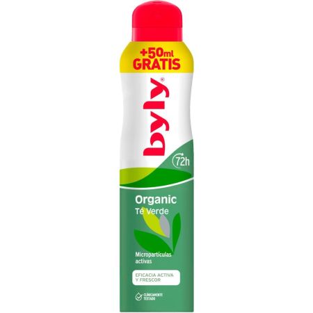 Byly Organic Té Verde Desodorante Spray Formato Especial Desodorante refresca y tonifica tus axilas ofreciendo frescor 72 horas de duración 250 ml