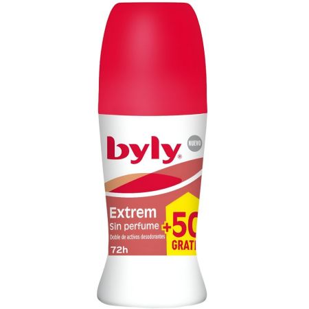 Byly Extrem Desodorante Roll-On Desodorante sin perfume elimina neutraliza y previene el mal olor hasta 72 horas 75 ml