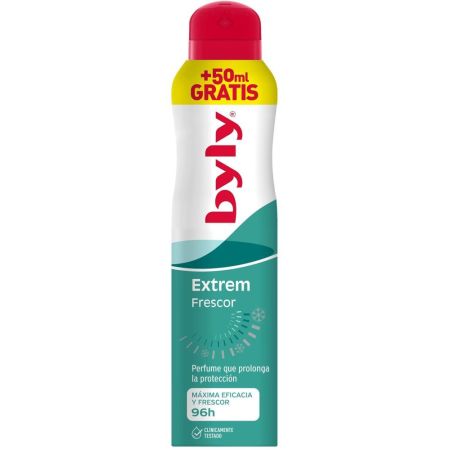 Byly Extrem Frescor Desodorante Spray Desodorante de máxima eficacia y frescor absorbe sudor y mal olor 96 horas 250 ml