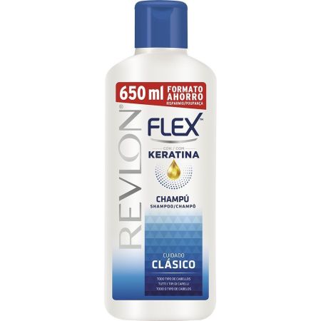 Flex Cuidado Clásico Con Keratina Champú Champú con duración duradera para todo tipo de cabellos brillo 650 ml