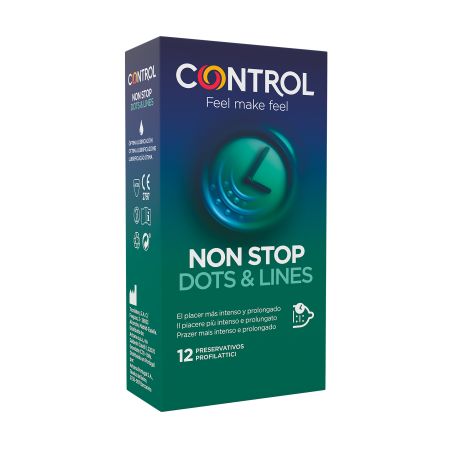 Control Non Top Dots & Lines Preservativos Preservativos para relaciones más prolongadas e intensas con delicados puntos y estrías 12 uds