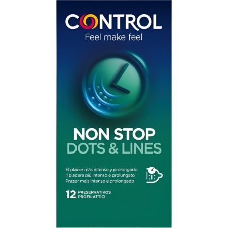 Control Non Top Dots & Lines Preservativos Preservativos para relaciones más prolongadas e intensas con delicados puntos y estrías 12 uds