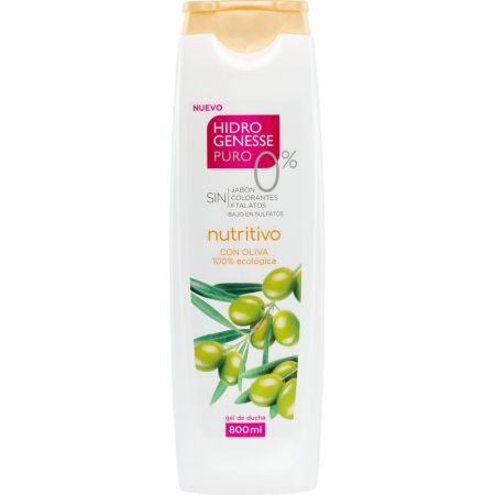 Hidro-Genesse Nutritivo Gel De Ducha Gel de ducha sin jabón ni colorantes nutre y suaviza con oliva 100% ecológica 800 ml