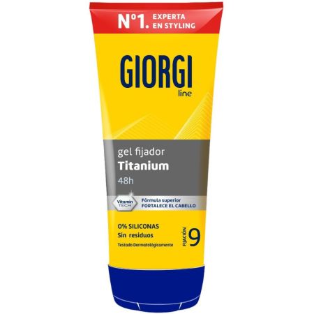 Giorgi Titanium 48h Gel Fijador Nº9 Gomina sin siliconas acabado indestructible ligero y de larga duración 48 horas 170 ml