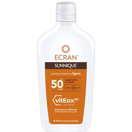 Ecran Sunnique Viteox80 Leche Protectora Ligera Spf 50 Protector solar protege y refuerza las defensas antioxidantes de la piel 370 ml