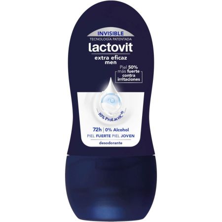 Lactovit Extra Eficaz Men Desodorante Roll-On Desodorante para hombre 0% alcohol antiirritaciones protección 48 horas 50 ml