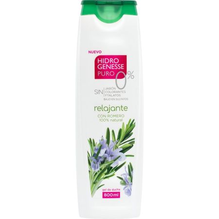 Hidro-Genesse Relajante Gel De Ducha Gel de ducha sin jabón ni colorantes hidrata y cuida con romero 100% natural 800 ml